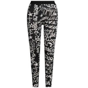 NWT Versace Jeans Couture Graffiti Logo Leggings - Size 42 (US 6) - Black - $225